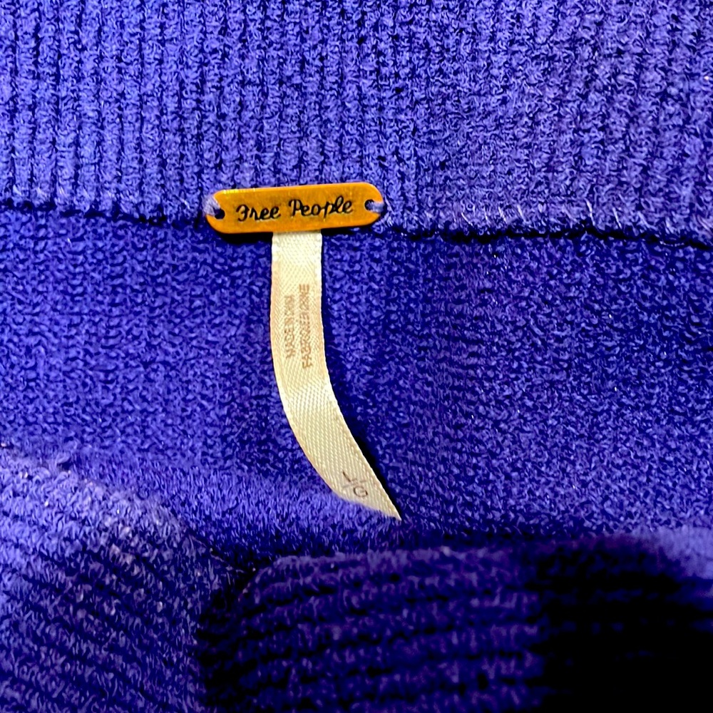 Free People Ottoman Ribbed slouchy Sweater Tunic Cobalt